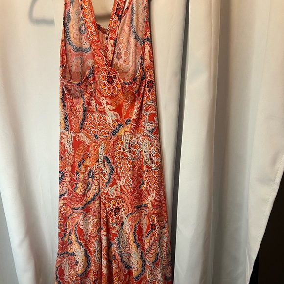 Banana Republic Orange White Halter Maxi Sundress - Picture 1 of 4